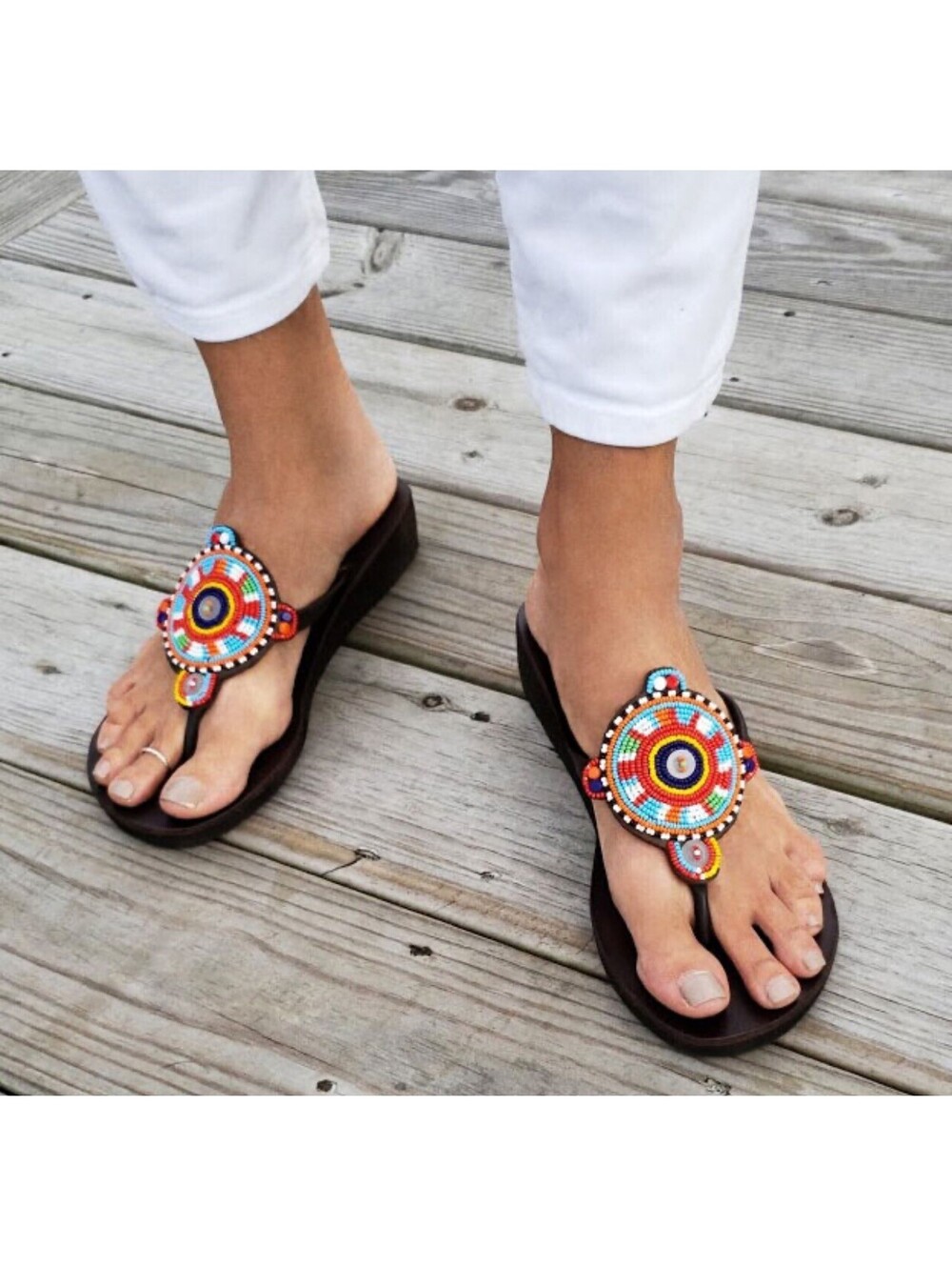 Handmade African Beaded Thong Sandals